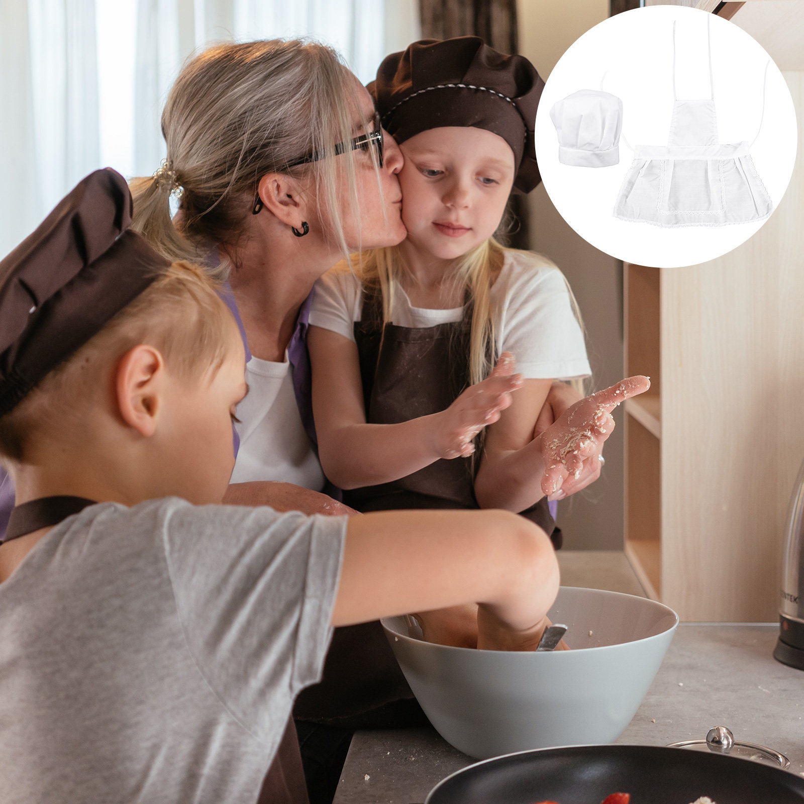 1Set Kids Chef Hat Apron Set K - Kitchen Kids Baking Set review and price